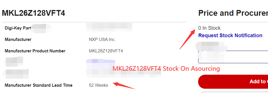 MKL26Z128VFT4 NXP MCU not available on Digikey
